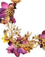 Dolce & Gabbana Gold Brass Mix Fiori Flowers Crystal Chain Women's Necklace