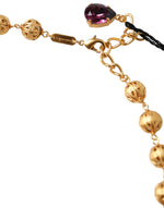 Dolce & Gabbana Gold Brass Mix Fiori Flowers Crystal Chain Women's Necklace