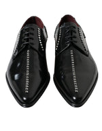 Dolce & Gabbana Black Leather Crystal Dress Formal Men's Shoes