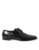 Dolce & Gabbana Black Leather Crystal Dress Formal Men's Shoes