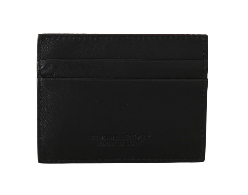 Billionaire Italian Couture Black Leather Cardholder Men's Wallet