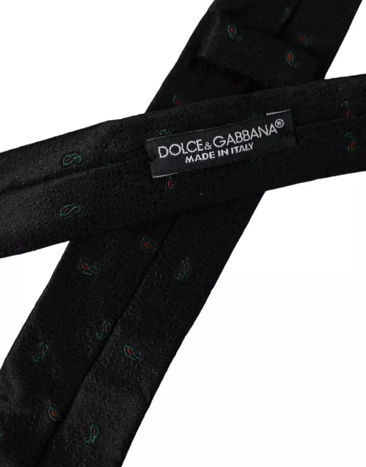 Dolce & Gabbana Black Fantasy 100% Silk Adjustable Men Men's Tie