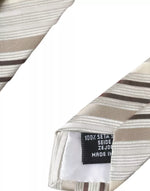 Dolce & Gabbana Beige Stripes Fantasy Silk Adjustable Men Men's Tie