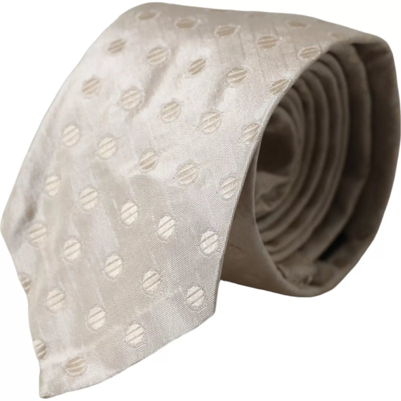 Dolce & Gabbana Beige Dotted Silk Classic Adjustable Men Men's Tie