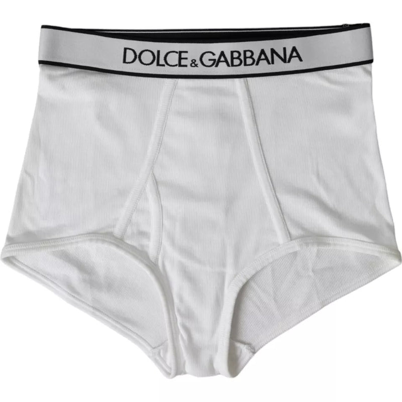 Dolce & Gabbana White Cotton Stretch Branded Logo Women's Underwear