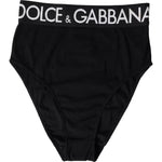 Dolce & Gabbana Black Cotton Stretch Branded Logo Women's Underwear