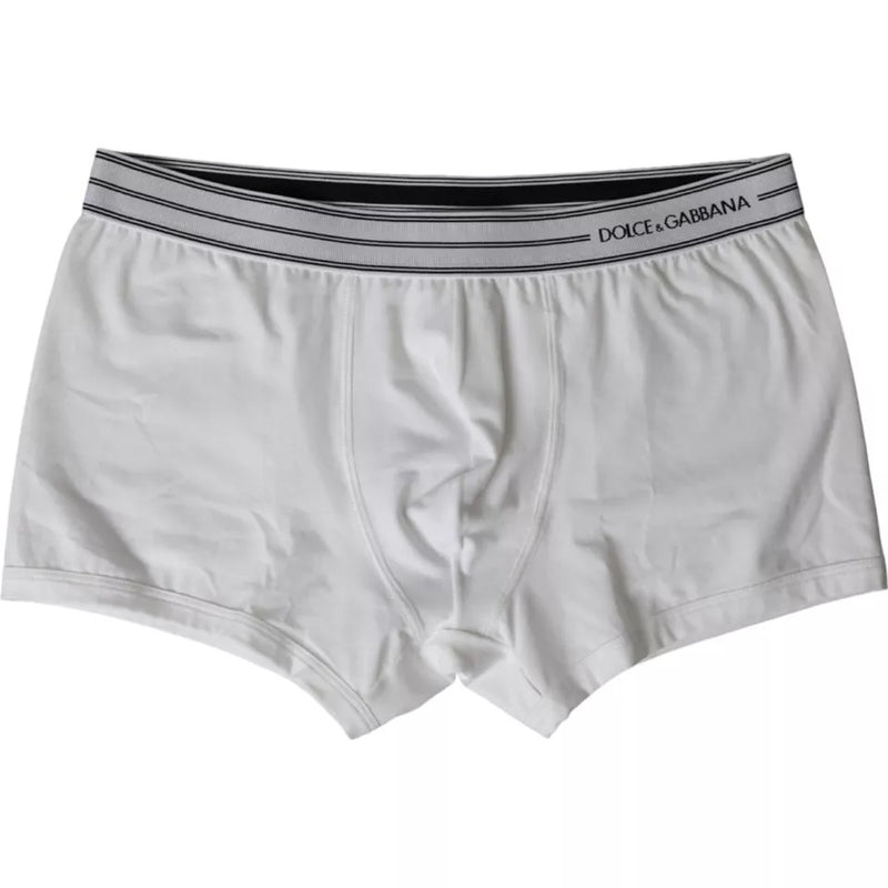 Dolce & Gabbana White Cotton Blend Regular Boxer Shorts Men's Underwear