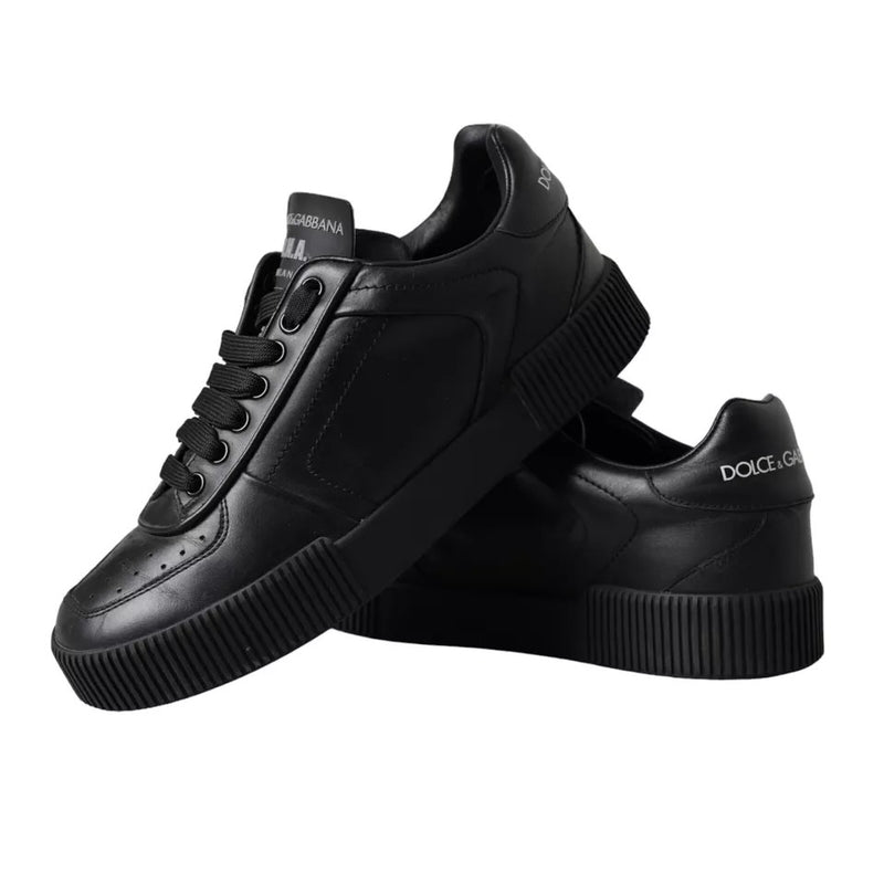 Dolce & Gabbana Black Leather Low Top Sneakers Men Men's Shoes (Pre-Owned)