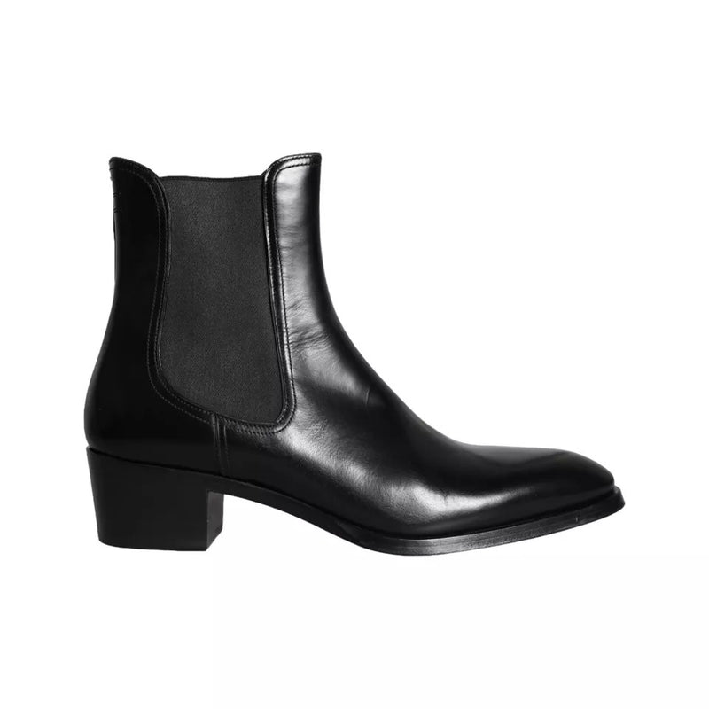 Dolce & Gabbana Black Leather Chelsea Ankle Boots Men Men's Shoes