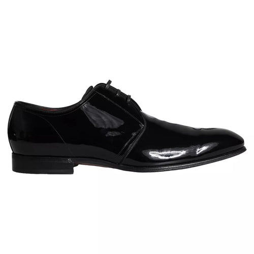 Dolce & Gabbana Black Patent Leather Derby Men Dress Men's Shoes (Pre-Owned)