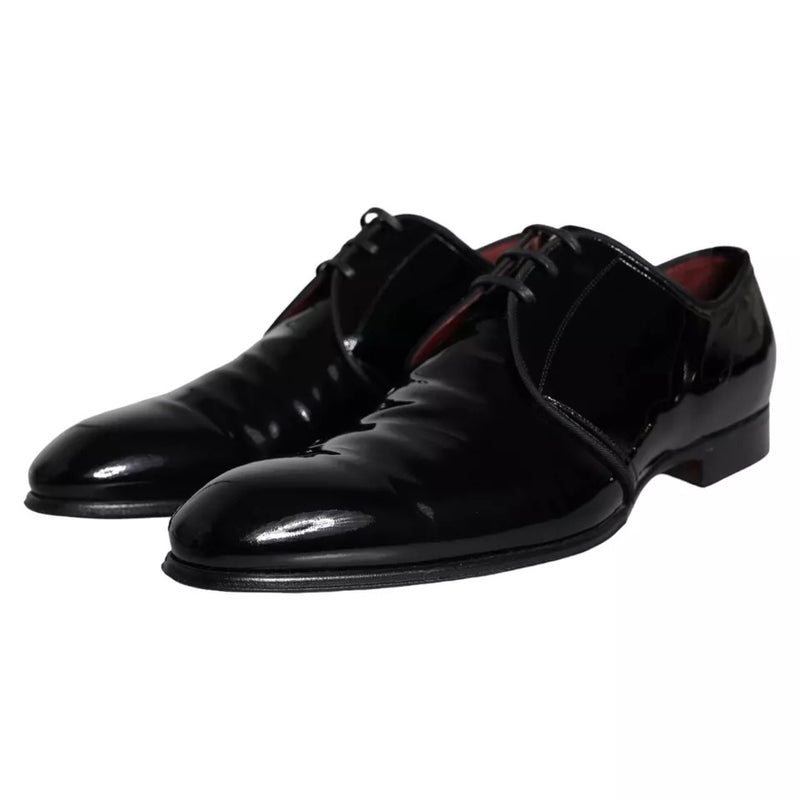 Dolce & Gabbana Black Patent Leather Derby Men Dress Men's Shoes (Pre-Owned)