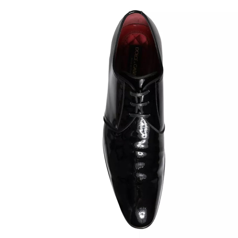 Dolce & Gabbana Black Patent Leather Derby Men Dress Men's Shoes (Pre-Owned)