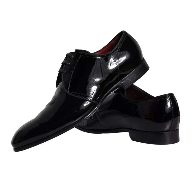 Dolce & Gabbana Black Patent Leather Derby Men Dress Men's Shoes (Pre-Owned)