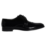 Dolce & Gabbana Black Calfskin Leather Derby Men Dress Men's Shoes (Pre-Owned)