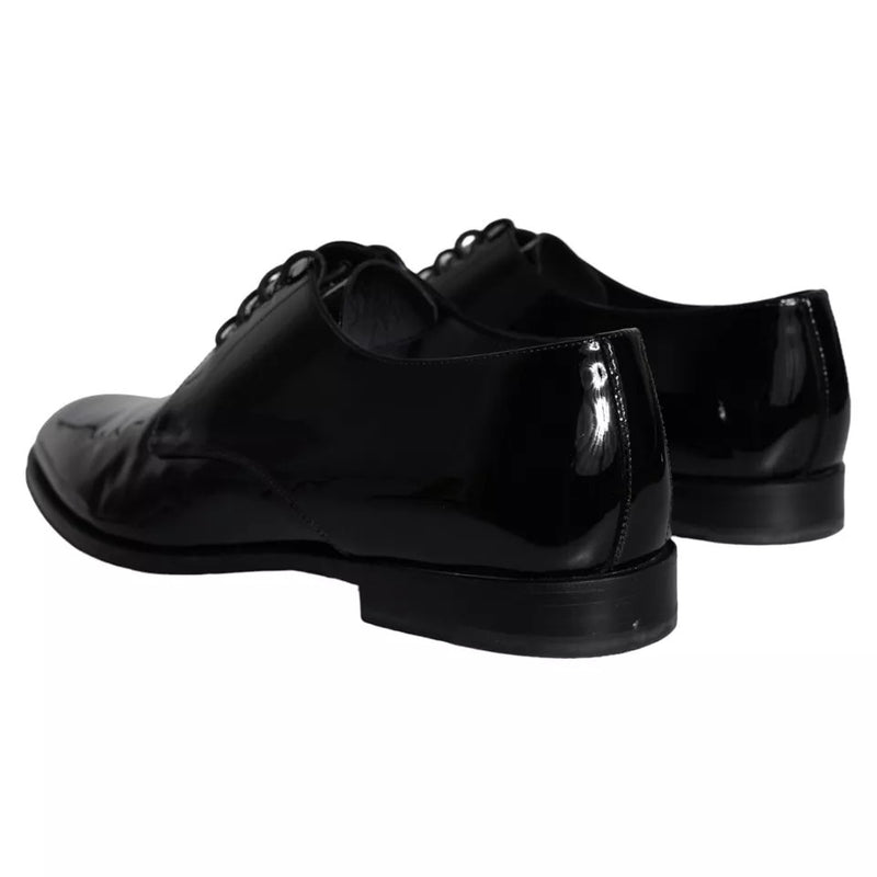 Dolce & Gabbana Black Calfskin Leather Derby Men Dress Men's Shoes (Pre-Owned)