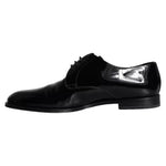 Dolce & Gabbana Black Calfskin Leather Derby Men Dress Men's Shoes (Pre-Owned)