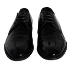 Dolce & Gabbana Black Calfskin Leather Derby Men Dress Men's Shoes (Pre-Owned)