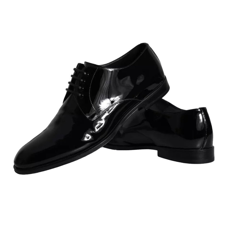 Dolce & Gabbana Black Calfskin Leather Derby Men Dress Men's Shoes (Pre-Owned)