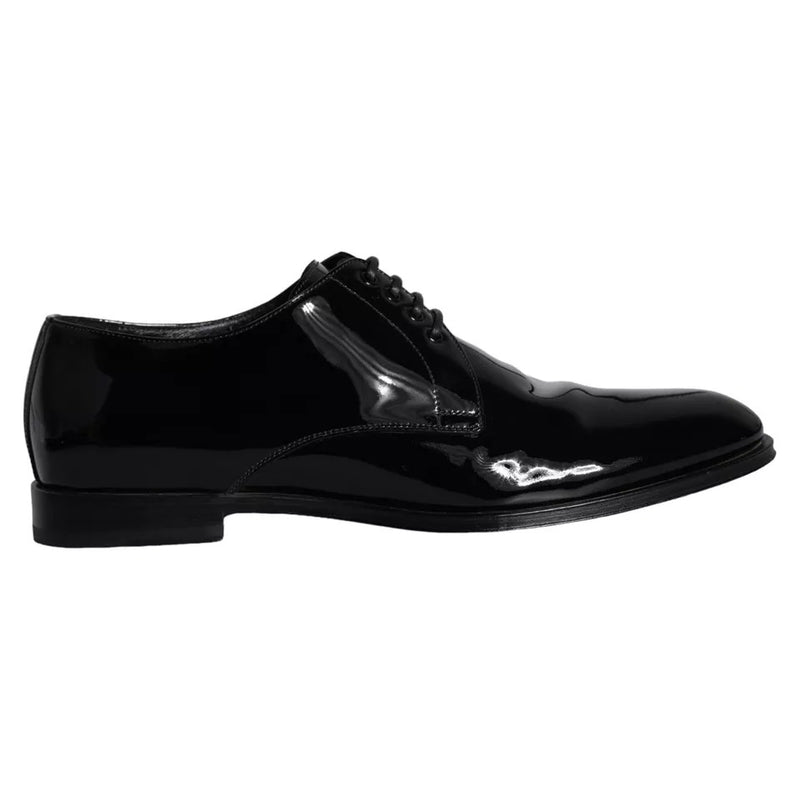 Dolce & Gabbana Black Calfskin Leather Derby Men Dress Men's Shoes (Pre-Owned)