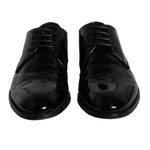 Dolce & Gabbana Black Calfskin Leather Derby Men Dress Men's Shoes (Pre-Owned)