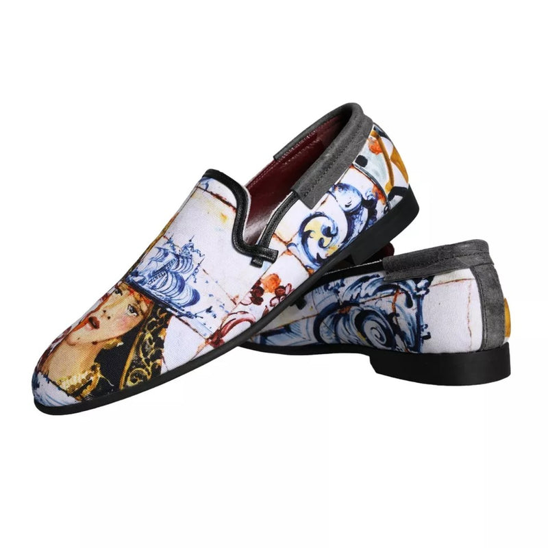 Dolce & Gabbana Multicolor Madonna Majolica Amalfi Men Loafers Men's Shoes