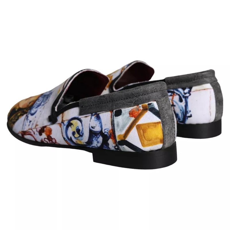 Dolce & Gabbana Multicolor Madonna Majolica Amalfi Men Loafers Men's Shoes