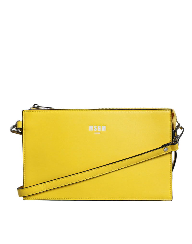 MSGM Yellow Leather Logo Crossbody Sling Shoulder Women's Bag (Pre-Owned)