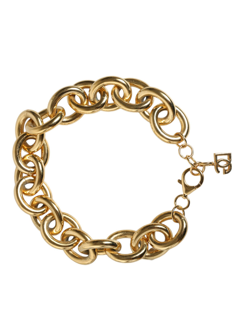 Dolce & Gabbana Gold Tone Brass Maxi Chain Lobster Clasp Logo Women's Bracelet (Pre-Owned)