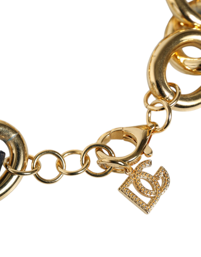 Dolce & Gabbana Gold Tone Brass Maxi Chain Lobster Clasp Logo Women's Bracelet (Pre-Owned)