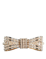 Dolce & Gabbana Gold Tone Brass Bow Crystal FauxPearl Embellished Women's Brooch