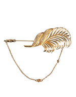 Dolce & Gabbana Gold Tone 925 Sterling Silver Leaf Crystal Chain Women's Brooch