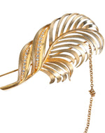 Dolce & Gabbana Gold Tone 925 Sterling Silver Leaf Crystal Chain Women's Brooch