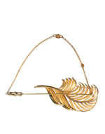 Dolce & Gabbana Gold Tone 925 Sterling Silver Leaf Crystal Chain Women's Brooch