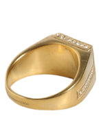 Dolce & Gabbana Gold Plated 925 Silver Green Crystal Men's Ring