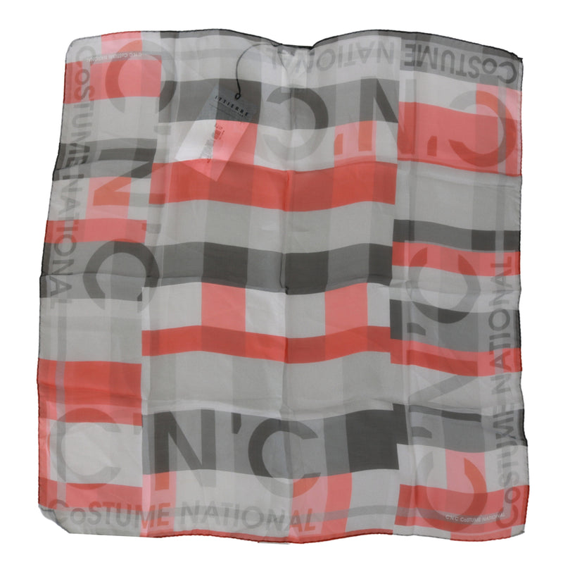 Costume National Gray Red 100% Silk Branded Women's Scarf