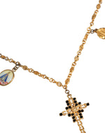 Dolce & Gabbana Gold Tone Brass Chain Religious Cross Pendant Women's Necklace (Pre-Owned)