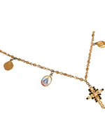 Dolce & Gabbana Gold Tone Brass Chain Religious Cross Pendant Women's Necklace (Pre-Owned)