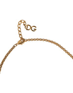 Dolce & Gabbana Gold Brass Leopard Flower Embellished Statement Women's Necklace (Pre-Owned)