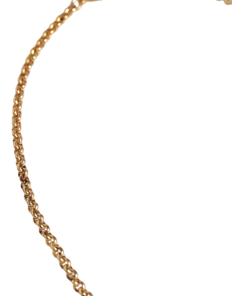 Dolce & Gabbana Gold Brass Leopard Flower Embellished Statement Women's Necklace (Pre-Owned)