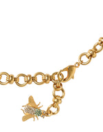 Dolce & Gabbana Gold Brass Crystal Bug Charm Pendant Statement Women's Necklace