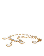 Dolce & Gabbana Gold Chain Brass Crystal Clock Statement Women's Necklace