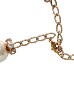 Dolce & Gabbana White Maxi Faux Pearl Beads Crystals Gold Chain Women's Necklace