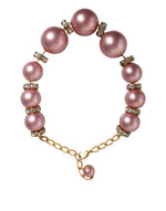 Dolce & Gabbana Pink Maxi Faux Pearl Beads Crystals Gold Chain Women's Necklace