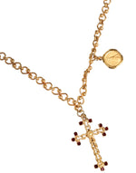 Dolce & Gabbana Gold Tone Brass Chain Religious Cross Pendant Women's Necklace (Pre-Owned)