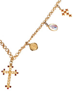 Dolce & Gabbana Gold Tone Brass Chain Religious Cross Pendant Women's Necklace (Pre-Owned)