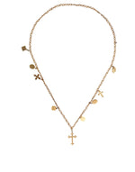 Dolce & Gabbana Gold Tone Brass Chain Religious Cross Pendant Women's Necklace (Pre-Owned)