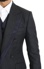 Dolce & Gabbana Elegant Gray Polka Dot 3-Piece Men's Suit