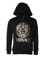 Versace Black Medusa Print Cotton HoodiePullover Sweatshirt Men's Sweater