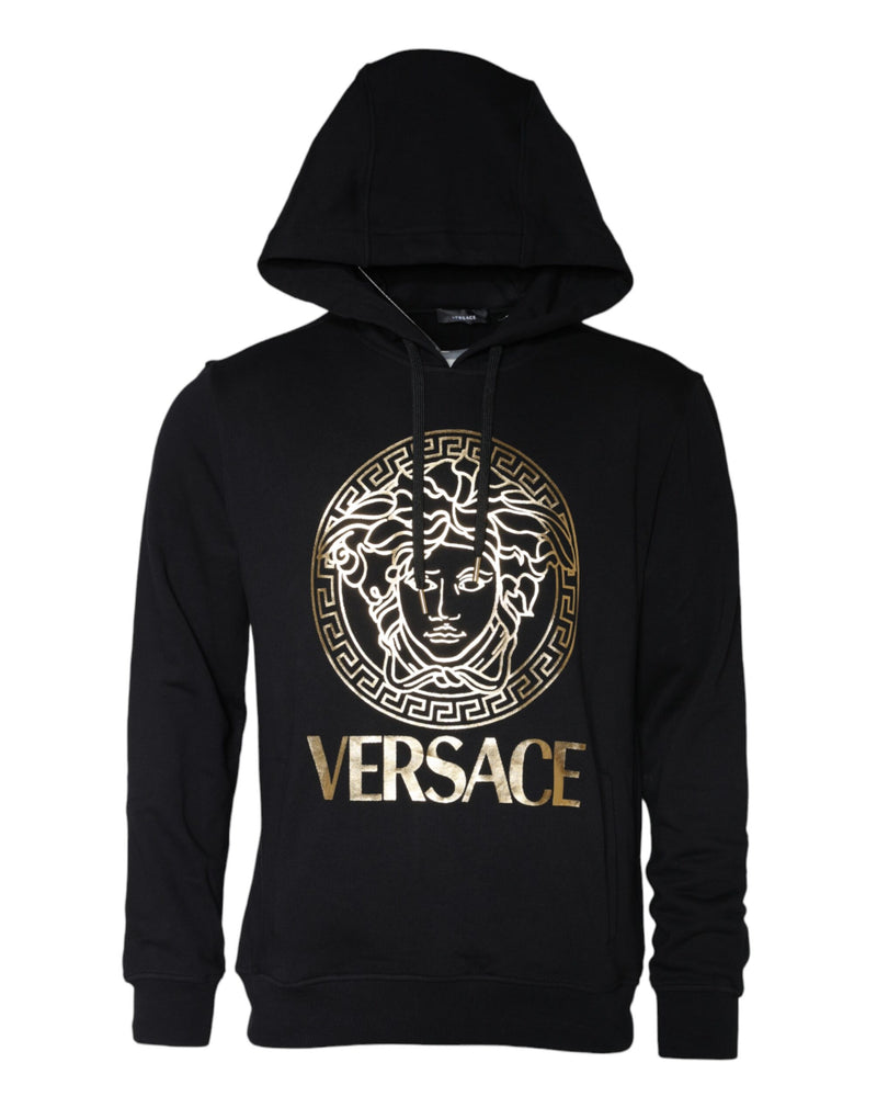 Versace Black Medusa Print Cotton HoodiePullover Sweatshirt Men's Sweater