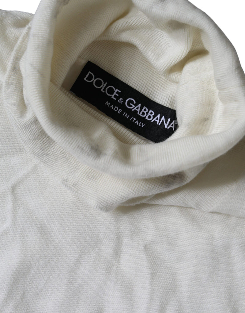 Dolce & Gabbana Off White Wool Turtle Neck Pullover Men's Sweater (Pre-Owned)